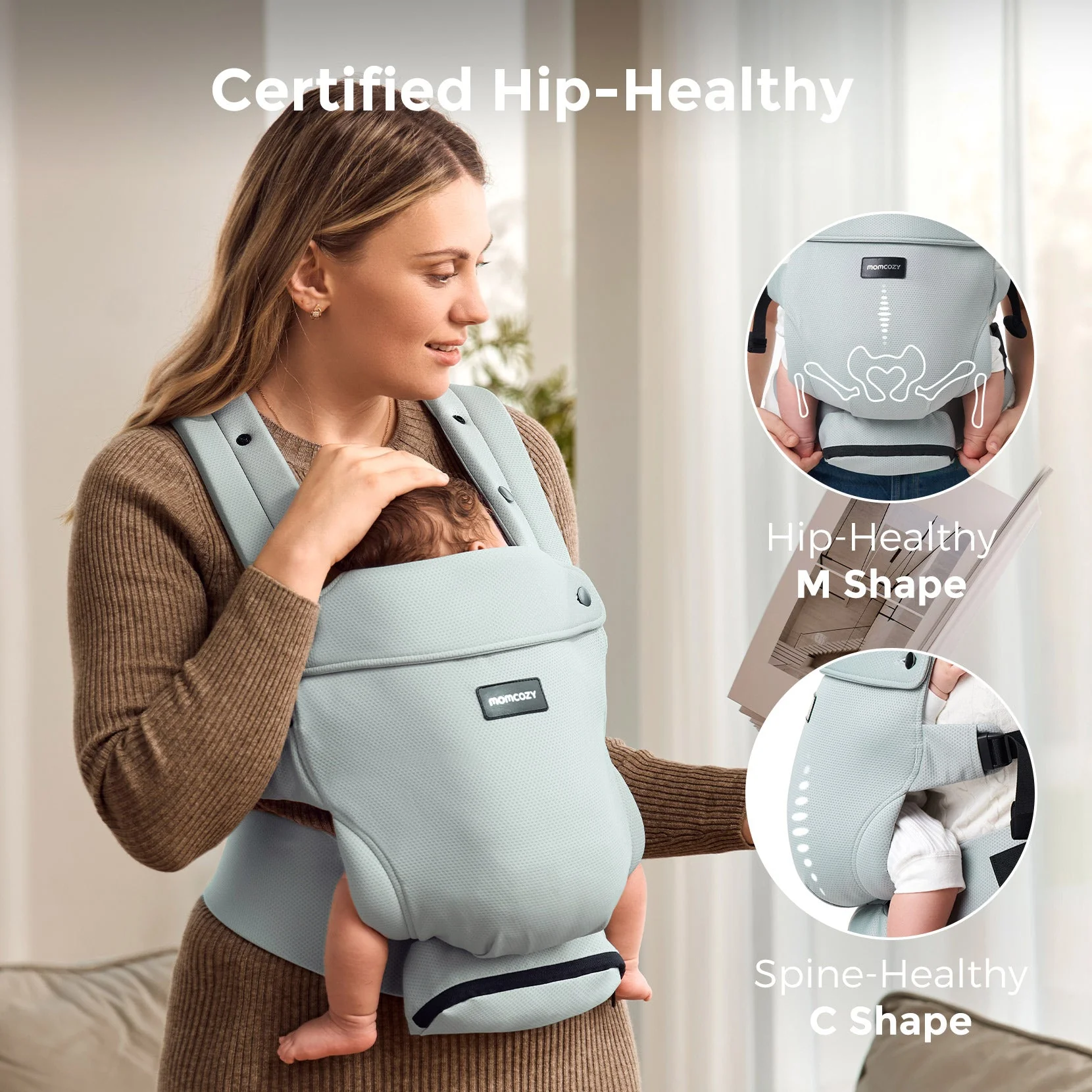 Momcozy Baby Carrier with Sunshield - Purplish Grey - Image 12