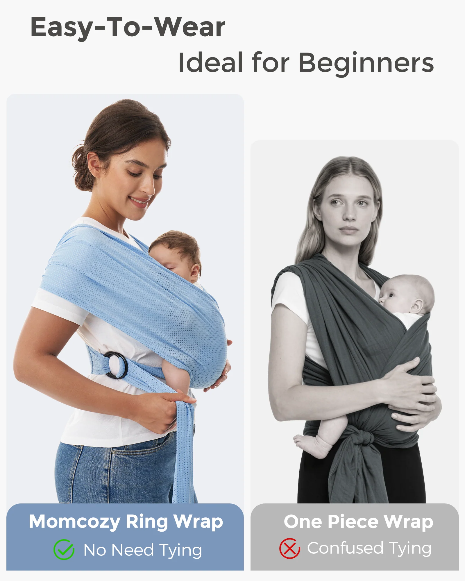Easy to Wear Hands Free - Baby Wrap Carrier - Image 45