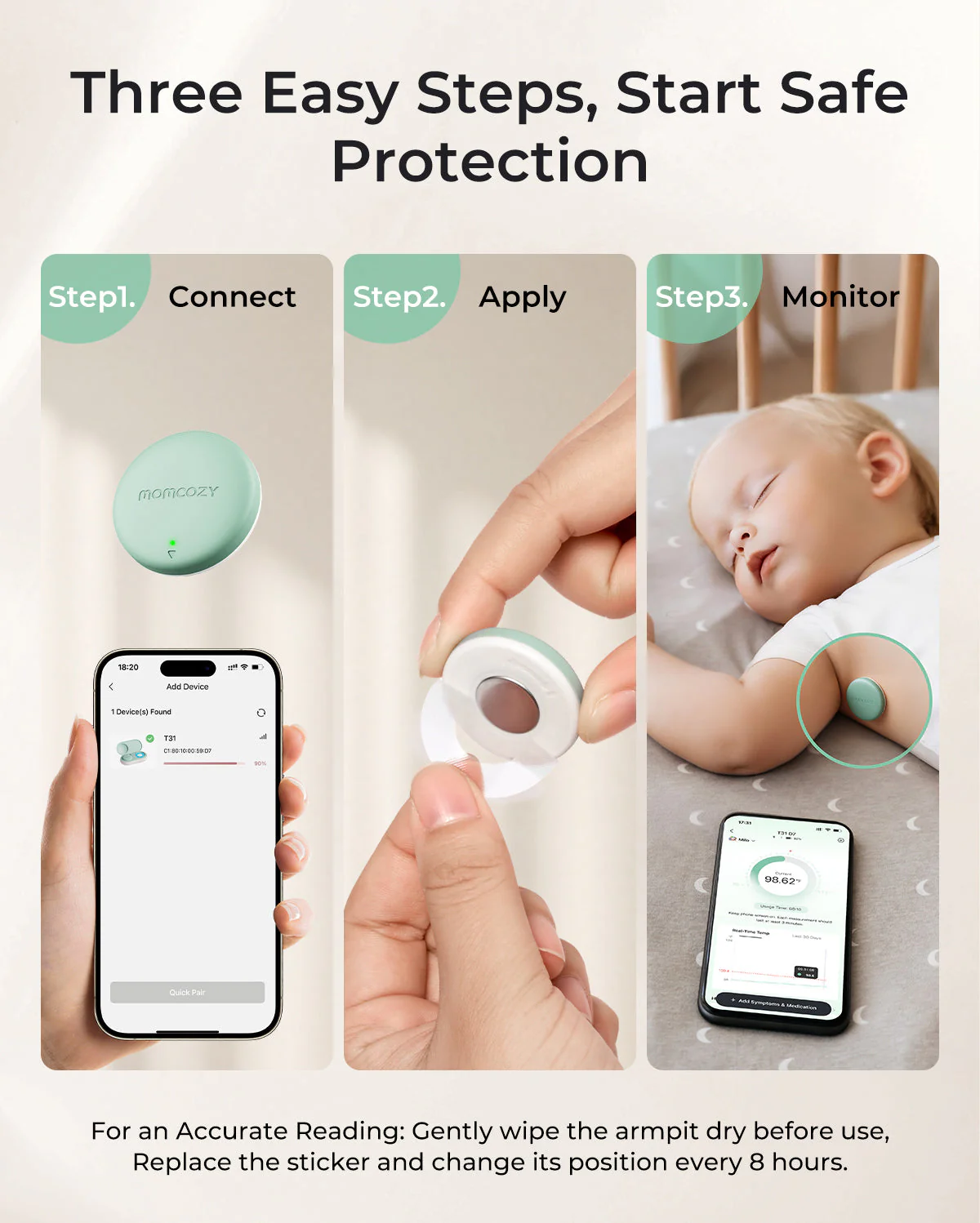 Momcozy Smart Baby Thermometer – Medical-Grade Accuracy & Real-Time App Monitoring - Image 6