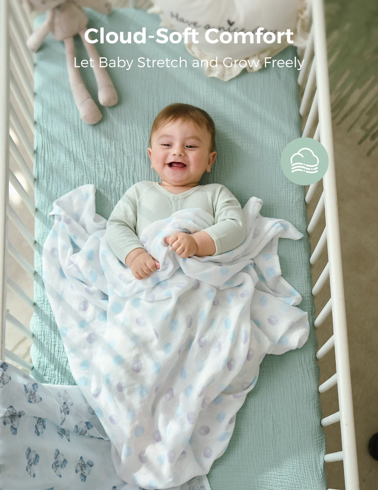 Momcozy Best Wishes Softness Swaddle Blankets - Innocence - Image 3