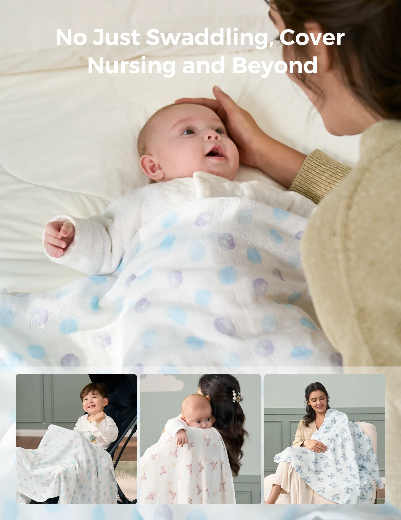 Momcozy Best Wishes Softness Swaddle Blankets - Innocence - Image 7