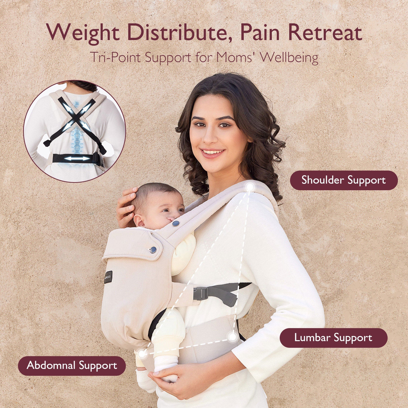 Comfort Bundle: PureHug Baby Carrier Khaki Color and Ergonest Belly Band - Image 7