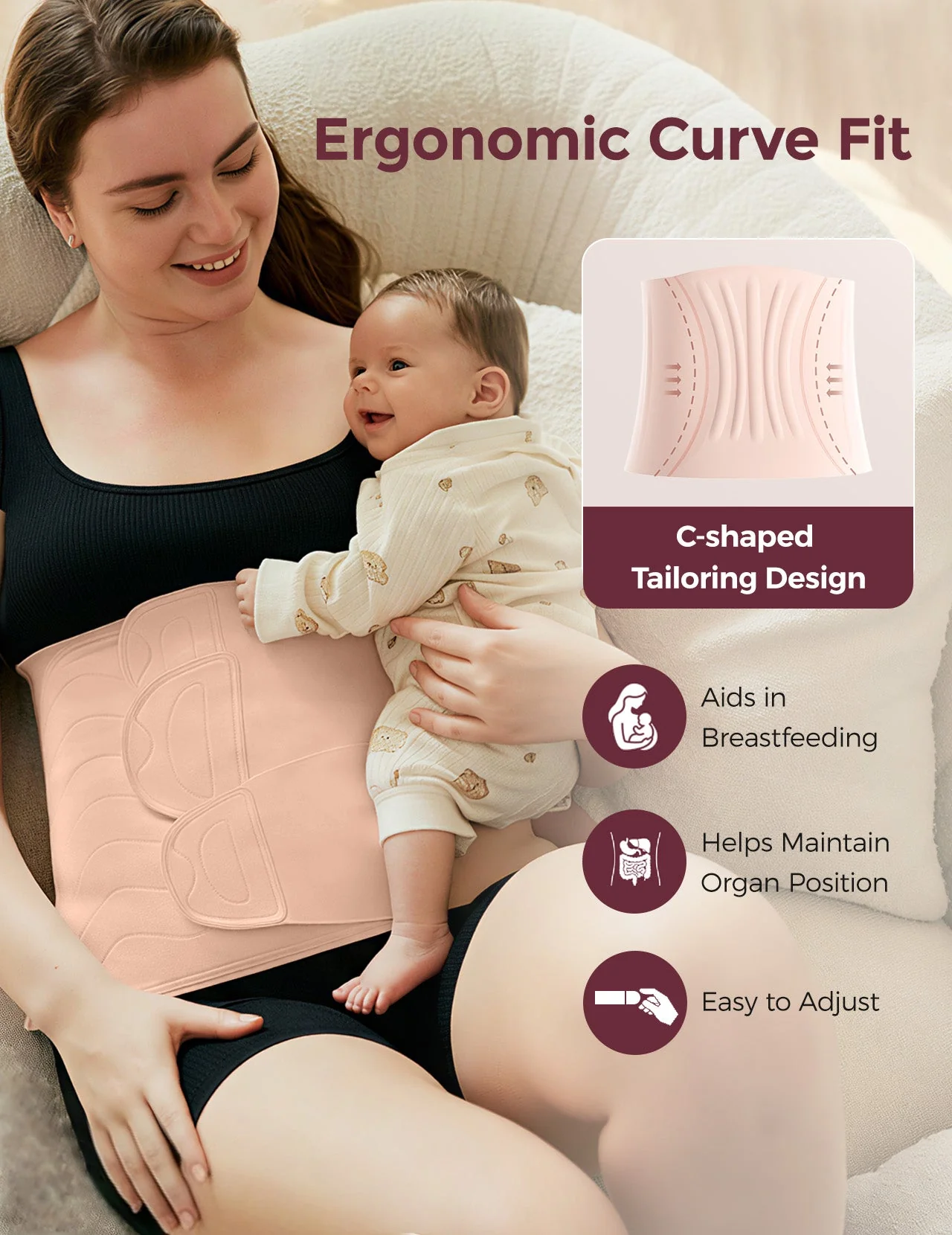 Postpartum Essential Kit:Postpartum Belly Wrap + Nursing bra - Image 8